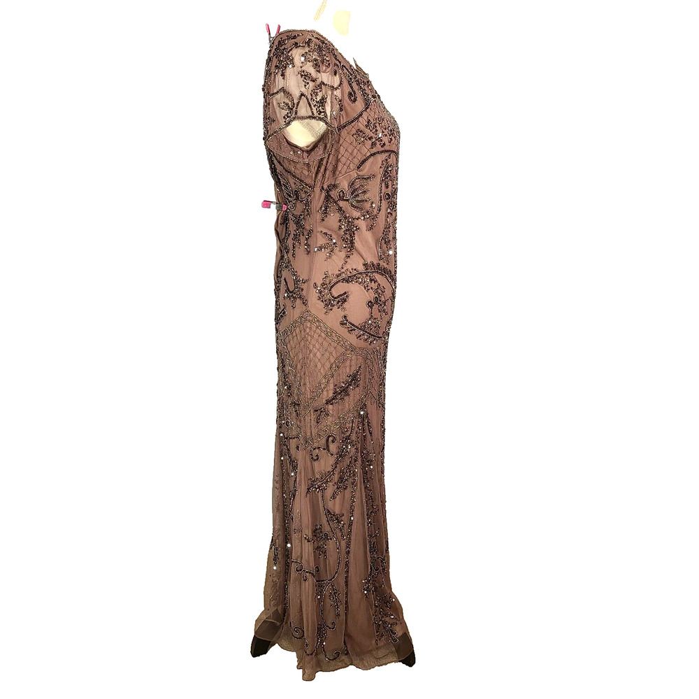 Pisarro Nights Beaded Gown 10 Embellished Mauve Purple Mother Of The Bride FLAW - Picture 2 of 16